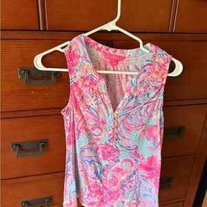 Lilly Pulitzer Pink and Orange Sleeveless Tank Top